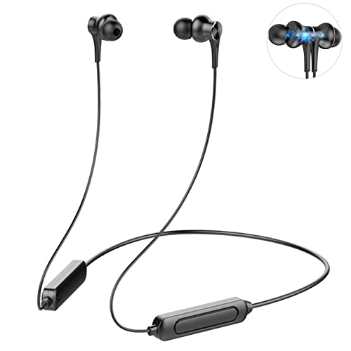 iTauyees Cuffie Bluetooth Sport, Auricolari in-Ear Bluetooth 5.0 con Stereo HiFi, Cuffie Wireless Magnetici IPX5 Impermeabile con Microfono per Smartphone iPhone Android Samsung (Nero)
