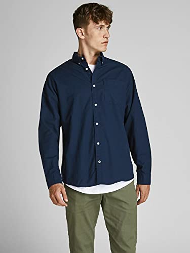 JACK & JONES JJEOXFORD Shirt L S S21 Noos Camicia, Navy Blazer Fit:...