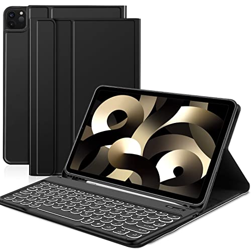 JANOLTY Custodia con Tastiera per Nuovo iPad Pro 11 2022 2021 2020 2018 & iPad Air 5 2022 & iPad Air 4 10.9 , ITALIANA iPad Pro 11 (4ª 3ª 2ª 1ª gen) Tastiera con 7 Colori Retroilluminata, Nero