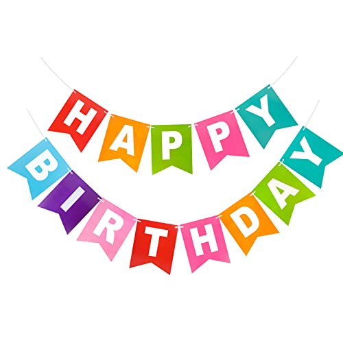 jijAcraft Striscione Buon Compleanno Happy Birthday Banner Festone di Carta, per Decorazione Festa di Compleanno (Colorate)