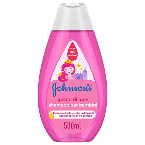 JOHNSON’S Baby, Shampoo per Bambini, Gocce di Luce, Senza Coloranti Solfati Alcol e Sapone, Non Più Lacrime, con Proteine della Seta e Olio di Argan, 500ml