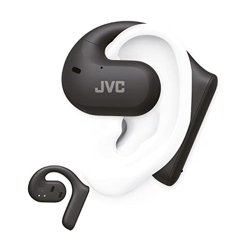 JVC Nearphones, Auricolari True Wireless,Design Open Ear,Cancellazione del Rumore per chiamate cristalline, Water Proof (IPX4), Mic Muting, 17Ore di Riproduzione, Bluetooth5.1, HA-NP35T-B (nero),unica