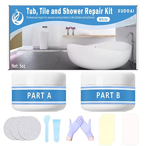 Kit di riparazione per bagno, piastre e doccia, 5 oz Kit di riparazione White Bath crack, per porcellana, acrilico, vetroresina