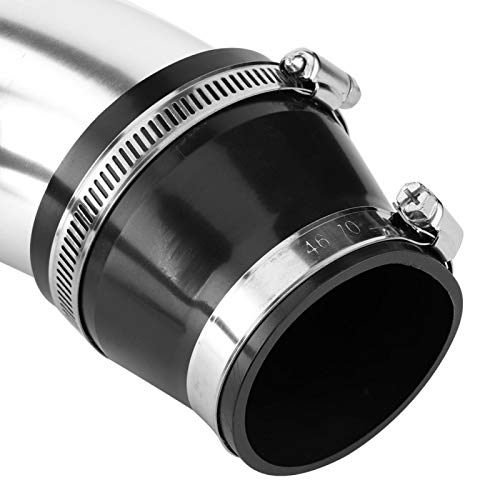 Kit tubo filtro aria, filtro aria universale durevole in alluminio Tubo in alluminio Sistema di aspirazione dell aria Filtro di aspirazione dell aria da 76 mm  (Tubo in alluminio piccolo + argento)