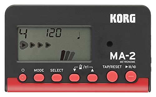 Korg MA-2 LCD Metronomo Digitale Compatto, Nero Rosso