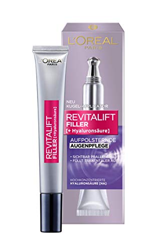 L Oréal Paris Hyaluron, Revitalift Filler, crema per gli occhi anti-invecchiamento, punta rivoluzionaria, con acido ialuronico, 15 ml