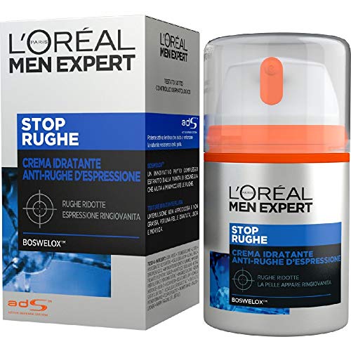 L Oréal Paris Men Expert Stop Rughe, Crema Idratante Anti-Rughe d Espressione, Con Boswelox, 50 ml
