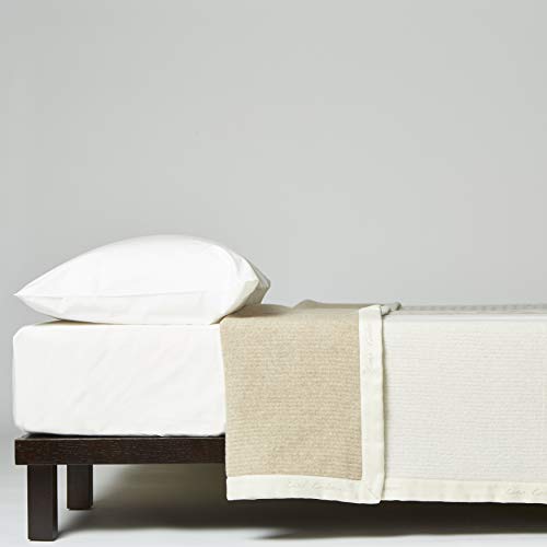 LANEROSSI Coperta Matrimoniale Maxi Serenella, coperta in cashmere e lana vergine, 230x270 cm, Bianco   Beige