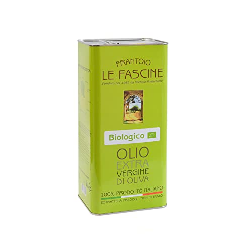 Le Fascine Olio Extravergine d Oliva Provenzale Biologico 100% Italiano Prodotto da mono cultivar Provenzale (Latta da 5 Litri)