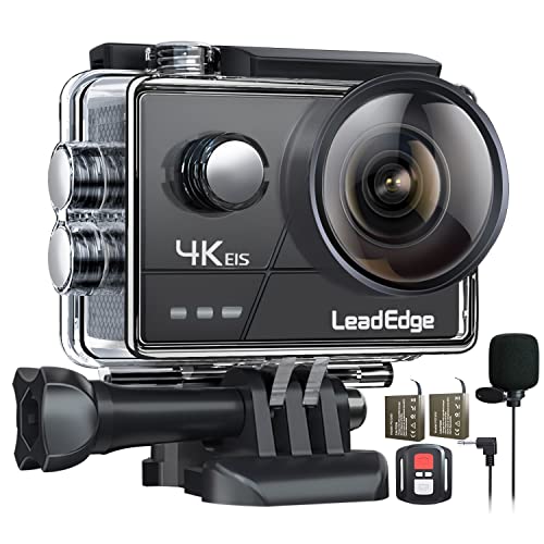 LeadEdge A20 Action Cam 4K 30FPS 20MP Microfono Esterno WiFi Telecomando 2.0 IPS EIS Grandangolare Immersione Subacqueo di 40 Metri Impermeabile Videocamera 2x1050mAh batterie e Accessori