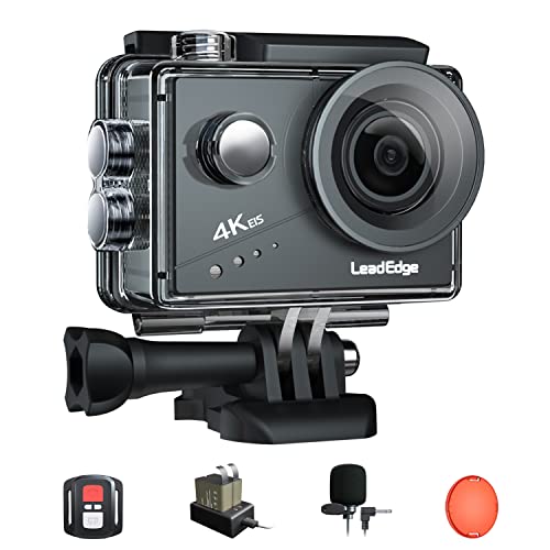 LeadEdge Action cam 4K Impermeabile WIFI Telecomando Doppio caricabatterie Microfono esterno Filtro rosso Fotocamera impermeabile