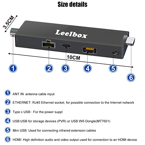 Leelbox Decoder DVB-T2 Ricevitore Digitale Terrestre Mini Stick Inv...
