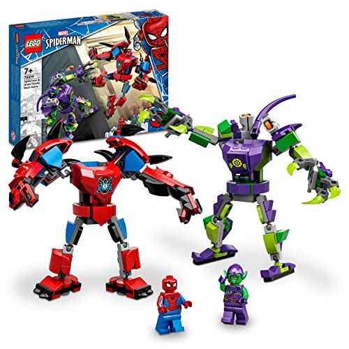 LEGO 76219 Super Heroes Battaglia tra i Mech di Spider-Man e Goblin, Action Figure della Marvel, Costruzioni Giocattolo per Bambini dai 7 Anni in su