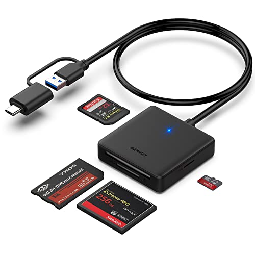 Lettore di schede 4 in 1 SD Micro SD MS CF, BENFEI Compact USB-C USB 3.0 a SD Micro SD MS CF Card Reader Adapter