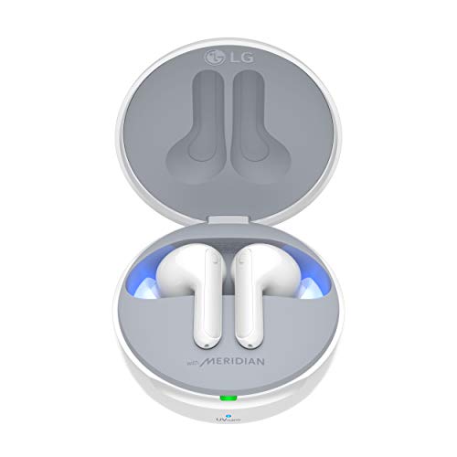 LG Cuffie Bluetooth Wireless In Ear TONE Free FN7 White con Cancellazione Attiva del Rumore, Meridian Audio, Impermeabili, Custodia da Ricarica, Comandi Touch, Triplo Microfono, per iOS Android PC