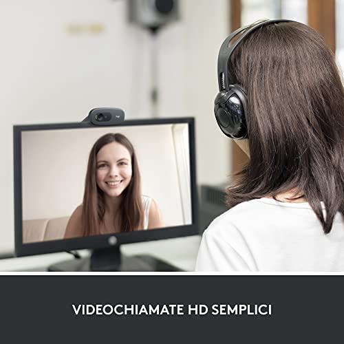 Logitech C270 Webcam HD, HD 720p 30fps, Videochiamate HD Widescreen...