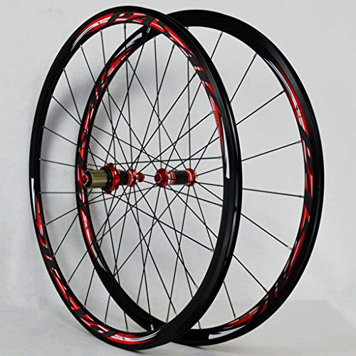 LSRRYD Set di Ruote per Bici da Corsa 700C Cerchio per Bicicletta Superleggero Freno C V Cassetta 7-11 velocità Mozzo in Carbonio Cuscinetto Sigillato 6T QR 1560g (Color : A-Red, Size : 700c)