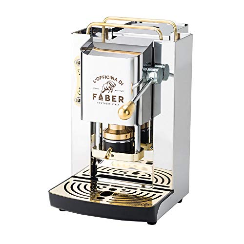 Macchina caffè a Cialde ese Filtro Carta 44mm Faber Pro Deluxe Acciaio Inox con Rifiniture in Ottone con 50 cialde Omaggio Emporio del caffè