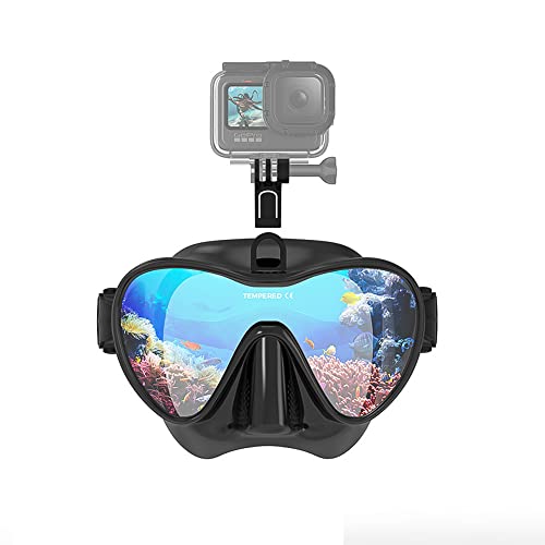 Maschera da immersione subacquea, occhiali da nuoto, anti-appannamento, impermeabile, monopezzo, con supporto per fotocamera, maschera da nuoto in vetro temperato trasparente con copertura