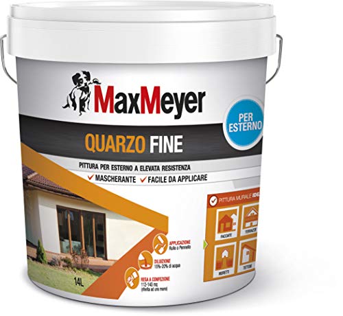 MaxMeyer Pittura per esterni Quarzo Fine BIANCO 14 L, 8-10 mq litri