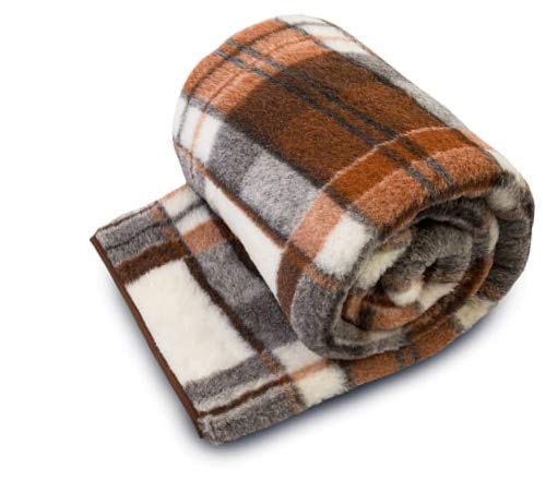 Merino Wool Coperta naturale naturale coperta plaid coperta coperta per divano letto matrimoniale 160 x 200 cm, coperta a quadri, colore marrone, coperta naturale, ideale come regalo