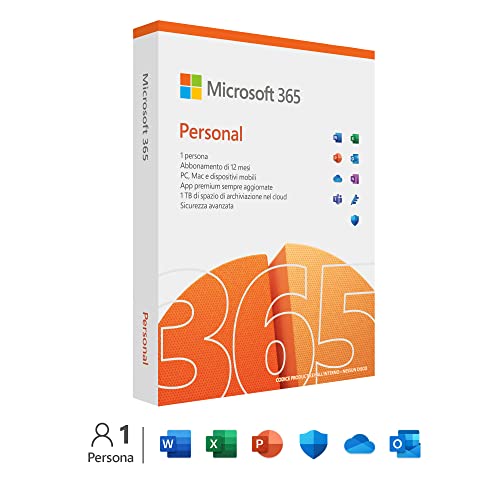 Microsoft 365 Personal - 1 persona- Per PC Mac tablet cellulari - Abbonamento di 12 mesi