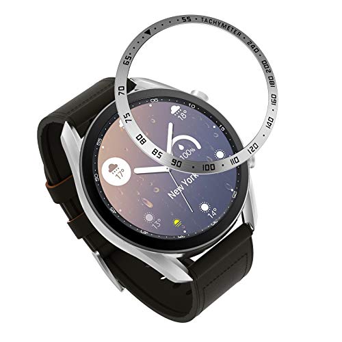 MoKo Ghiera per Orologio in Acciaio Compatibile con Galaxy Watch 3 41mm, Smart Watch con Numeri Secondi Incisi, Protezione Quadrante Anti graffi e Urti Accessori Orologio - Argento