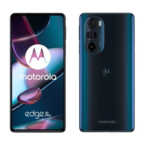 Motorola Edge 30 Pro - Smartphone 5G, Fotocamera 50 + 60 MP, 144Hz OLED FHD+, Qualcomm Snapdragon 8 Gen 1, 4800 mAH, 12 256GB, Dual SIM, Android 12, Cover Inclusa, Blu (Cosmos Blue), Display 6.7 