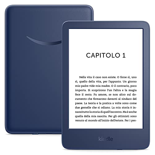 Nuovo Kindle (modello 2022) | Il nostro Kindle più leggero e compatto, ora con uno schermo da 6’’ ad alta risoluzione (300 ppi) e doppio spazio di archiviazione | Con pubblicità | Blu