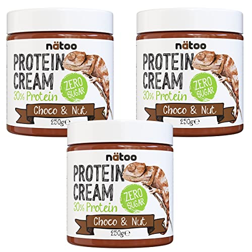 NATOO Crema spalmabile Proteica Cioccolato Nocciola - 3x250g pack - Zero zuccheri - Protein Cream