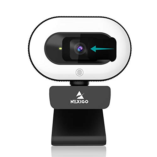 NexiGo StreamCam N930E, 1080P Streaming Webcam per PC con anello luce e copertura privacy, Microfono Stereo, Auto-Focus, Plug and Play, Web Camera per Zoom Meeting Skype Teams