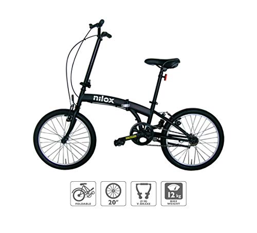 Nilox, Bike X0, Bici Pieghevole, Facile da Trasportare, Design Moderno, con Telaio Opaco in Acciaio, Bicicletta Leggera, 12 kg di Peso, con Cerchi in Alluminio da 20 