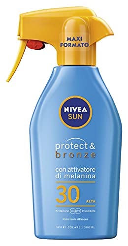Nivea SUN Maxi Spray Solare Protect & Bronze FP30 in flacone da 300 ml, Spray protettivo, Crema solare per un abbronzatura dorata, intensa e uniforme