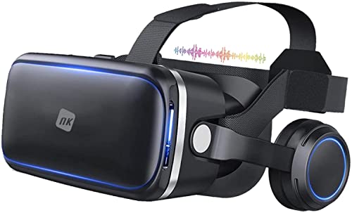 NK Occhiali 3D VR per Smartphone – Occhiali intelligenti di realtà virtuale con audio per smartphone tra 4,7  - 6,53 , angolo visione 90 - 100º, rotazione 360°, obiettivo e pupilla regolabile - Nero