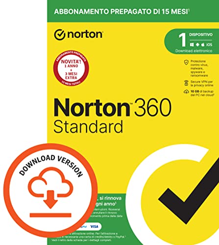 Norton 360 2023 | Standard | 1 Dispositivo | PC | Codice d attivazione per PC via email