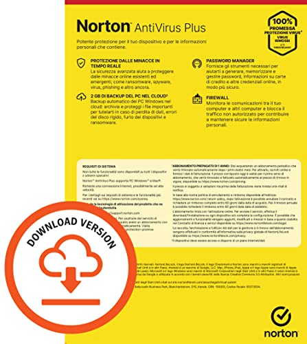 Norton Antivirus Plus 2023 | 1 Dispositivo | Licenza di 1 anno con ...