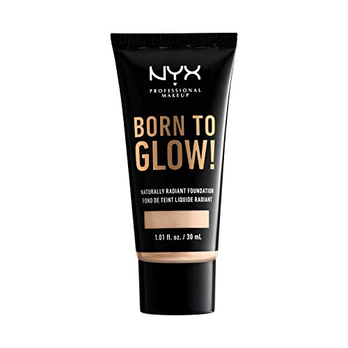 NYX Professional Makeup Fondotinta Illuminante Effetto Naturale Born To Glow, Coprenza media modulabile