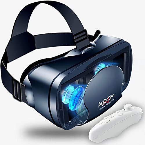 Occhiali VR, Occhiali VR per Realtà Virtuale, Blue Light Eye Protection HD Virtual Reality VR Headset con Lente Regolabile e Comoda per Phone e Android(nero)