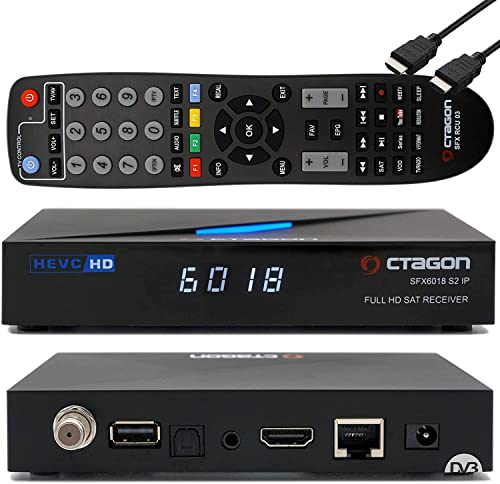 OCTAGON SFX6018 S2+IP 1x DVB-S2 HD H.265 HEVC, E2 Linux Smart Receiver, ricevitore satellitare, funzione registrazione, lettore di schede, YouTube, web radio HDMI, nero