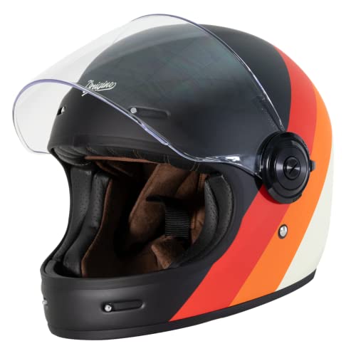 ORIGINE Casco Moto Integrale in Fibra di Vetro Stile Cafe Racer Omologato ECE con Visiera