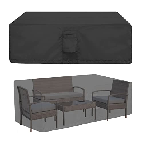 OutdoorLines Set di mobili da patio impermeabile per esterni – Copertura rettangolare per divano sezionale esterna resistente alle intemperie per terrazzo, prato e cortile 90 x 164 x 28 cm, nero