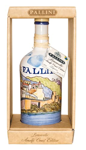 Pallini Limoncello IGP - 500 ml + astuccio: edizione limitata in ceramica handmade. Infuso del pregiato  Limone Costa D Amalfi IGP  – Senza ingredienti artificiali – 28% ABV.