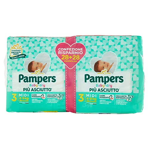 Pampers Baby Dry Pannolini, Taglia Midi, Confezione da 56 Pannolini...