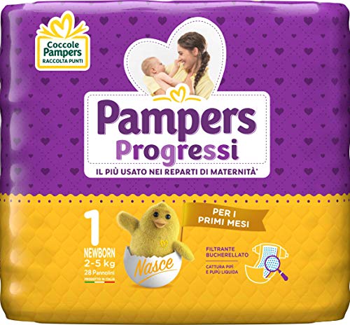 Pampers Progressi Pannolini Newborn, Taglia 1 (2-5 kg), 28 Pannolin...