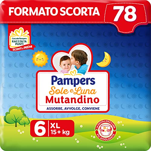 Pampers Sole&luna Pannolino A Mutandino Extralarge, Taglia 6 (5+ Kg), 78 Pannolini