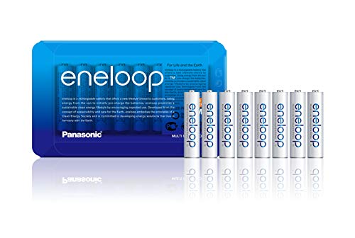 Panasonic Eneloop BK-4MCCE 8LE Sliding Pack Batterie Ricaricabili Ni-MH Ready-to-Use  AAA Micro, Confezione da 8 Pezzi, Colore: Bianco