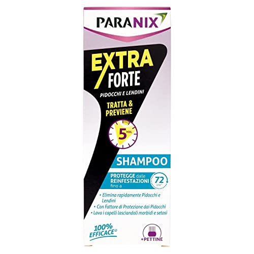 Paranix Shampoo Extra Forte Tratta & Previene Pidocchi e Lendini In 5 Minuti, Multicolore, 200 ml