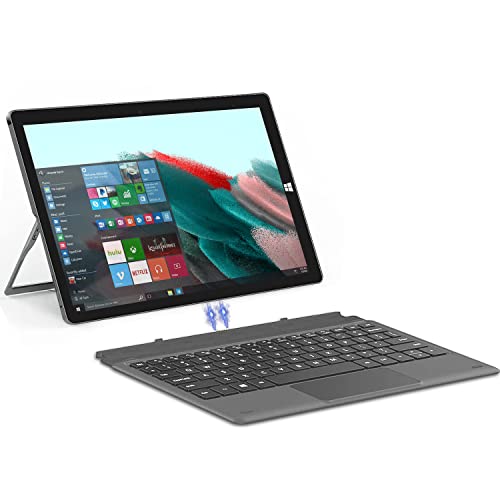 PC Tablet Portatile 2 in 1 Windows 10 Home, Tablet 10 Pollici con Tastiera e mouse, Laptop 4 GB + 64 GB, Intel Celeron N4020 2,8 GHz, Display 1920*1200, 2.4G+5G WiFi, Bluetooth, Type C, HDMI, Grigio