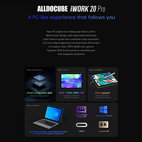 PC Tablet Portatile-ALLDOCUBE 2 in 1 Tablet PC Windows 11 con Tasti...