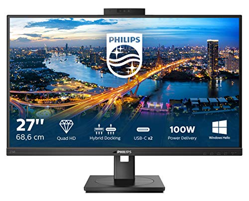 Philips 276B1JH - Monitor da 68 cm (27 pollici), HDMI, Displayport, USB-C, RJ45, Hub USB, 2560 x 1440, 75 Hz, FreeSync, Webcam, colore: Nero